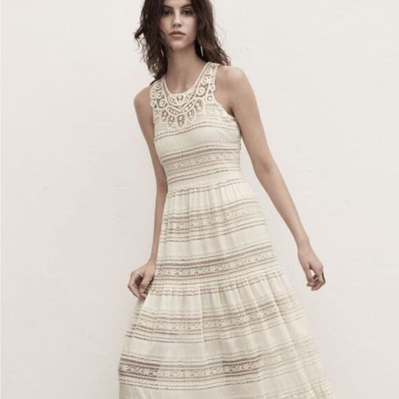 Eliza J Ivory Lace Maxi Dress Size 6 - Picture 4 of 4